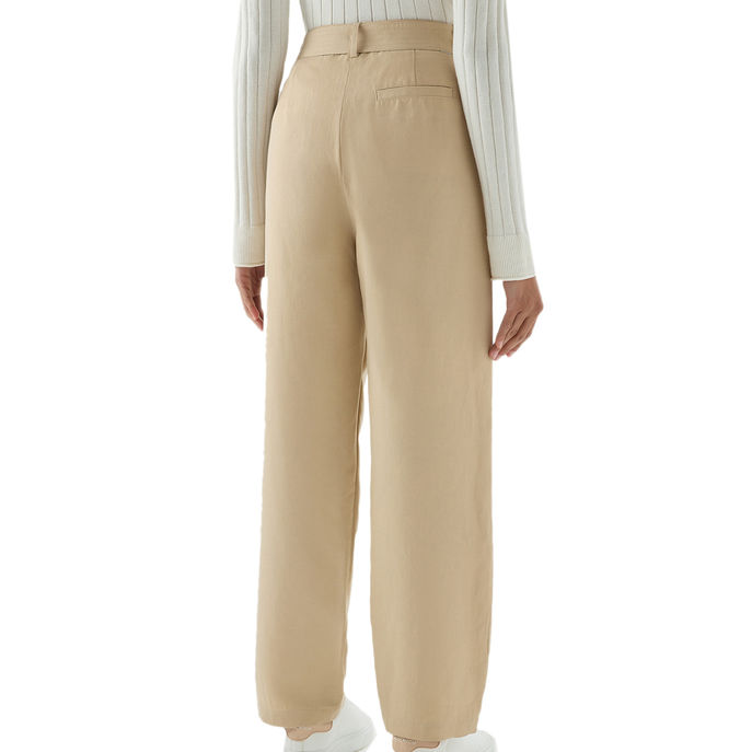 TROUSERS VISCOSE AND LINEN TROUSERS Woman Feather Beige
