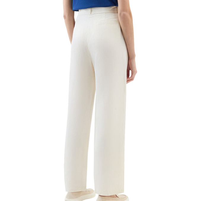 TROUSERS VISCOSE AND LINEN TROUSERS Woman Plaster White