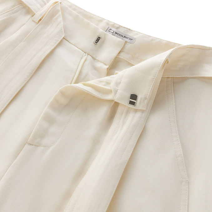 TROUSERS VISCOSE AND LINEN TROUSERS Woman Plaster White