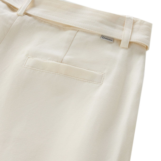 TROUSERS VISCOSE AND LINEN TROUSERS Woman Plaster White