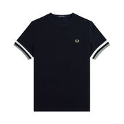 Tシャツ・カットソー SUN68 Men T-shirt Navy T35118 07 Navy Blue Cotton Jersey Henley T-shirt - Man | Solid SUN68