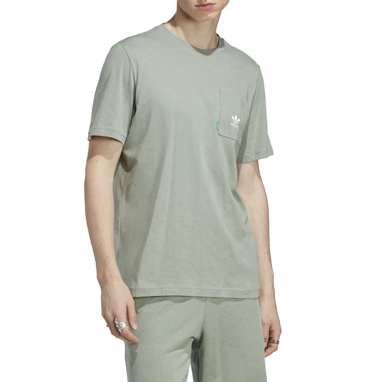 ADIDAS TSHIRT ESSENTIAL Man Silver Green | Mascheroni Store | Sport-T-Shirts