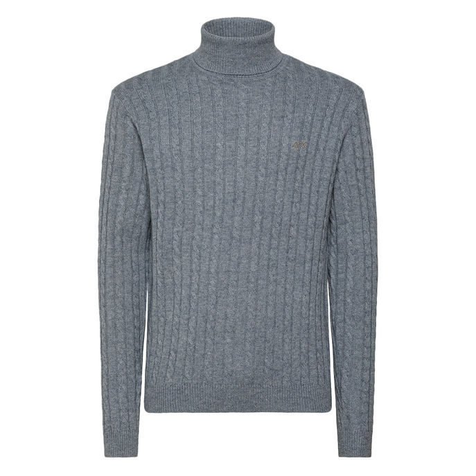 TURTLE CABLE TURTLENECK Man Light Grey