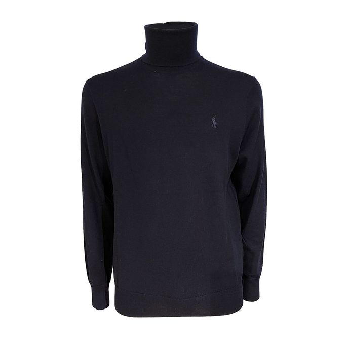 TURTLE NECK JUMPER IN MERINO WOOL Man Blue