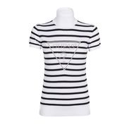 TURTLE NECK SHORT SLEEVE WITH TRIANGLE RHINESTONES LOGO Woman Black TURTLE NECK SHORT SLEEVE WITH TRIANGLE RHINESTONES LOGO Woman Black