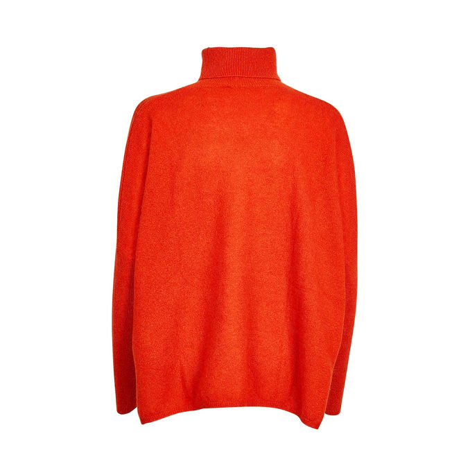 TURTLENECK PONCHO CLARA Woman Coral Fluo