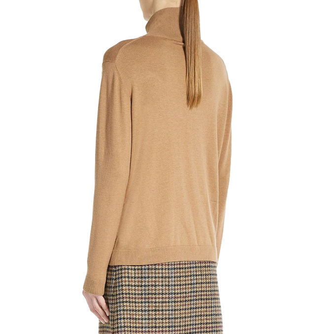 TURTLENECK SILK WOOL KIKU  Woman Camel