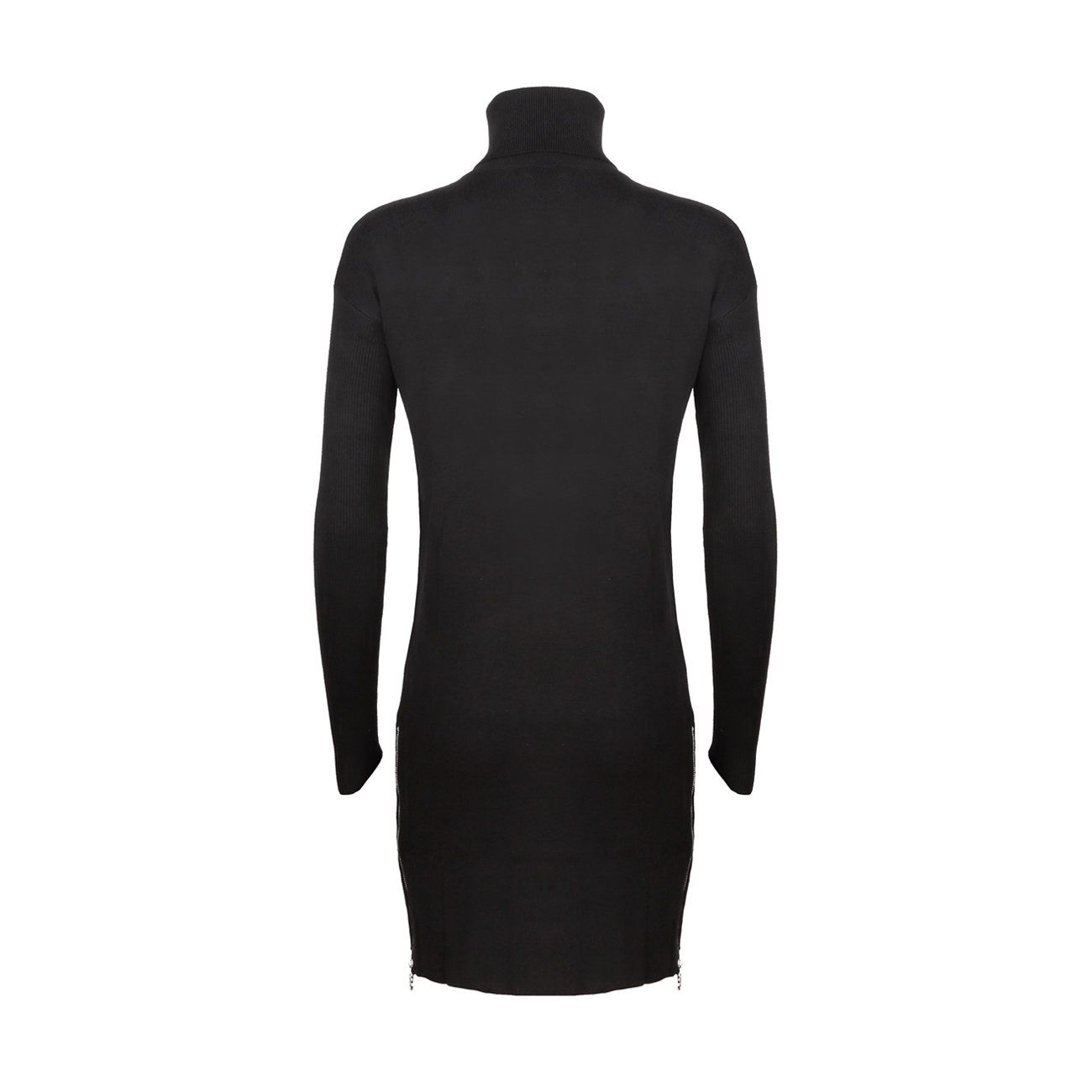 MICHAEL KORS TURTLENECK SWEATER DRESS WITH DOUBLE SIDE ZIP SILVER Woman  Black | Mascheroni Moda