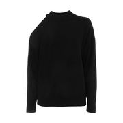 TURTLENECK WITH BARE SHOULDER IN CASHMIRE WOOL Woman Black TURTLENECK WITH BARE SHOULDER IN CASHMIRE WOOL Woman Black