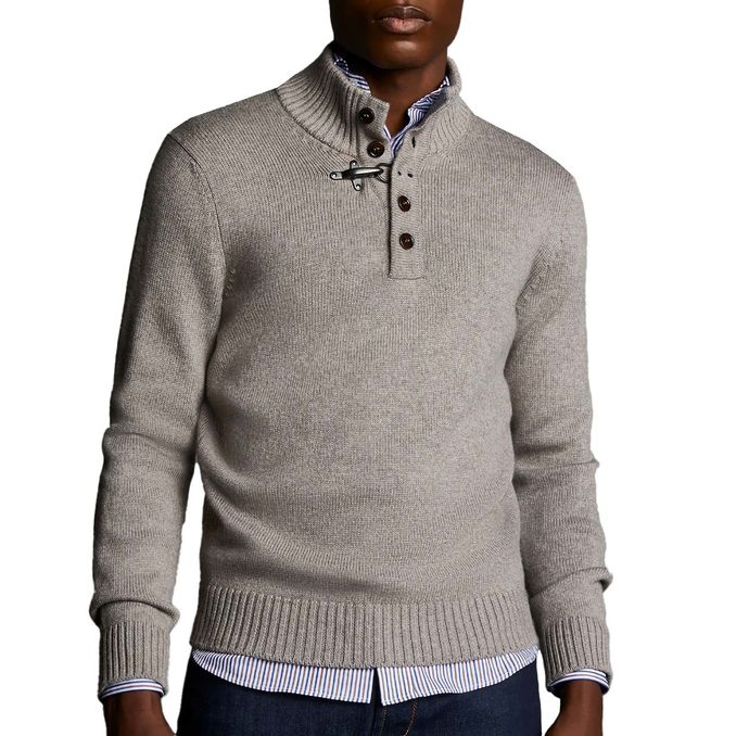 TURTLENECK WITH WOOL HOOK Man Cowhide Platinum
