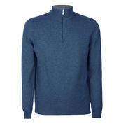 TURTLENECK ZIP WOOL BLEND Man Blue Open  TURTLENECK ZIP WOOL BLEND Man Blue Open