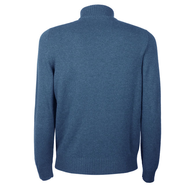 TURTLENECK ZIP WOOL BLEND Man Blue Open
