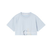 TWO TONE MONOGRAM CROPPED T-SHIRT Woman Bay shore blue TWO TONE MONOGRAM CROPPED T-SHIRT Woman Bay shore blue