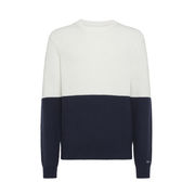 TWO-TONE ROUND STRIPE SWEATER Man White TWO-TONE ROUND STRIPE SWEATER Man White