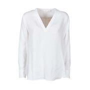 V-NECK BLOUSE IN LINEN Woman White V-NECK BLOUSE IN LINEN Woman White
