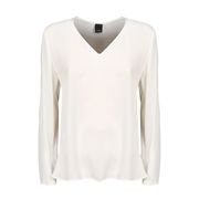 V NECK BLOUSE WITH LONG SLEEVE IN CREPE DE CHINE Woman White V NECK BLOUSE WITH LONG SLEEVE IN CREPE DE CHINE Woman White