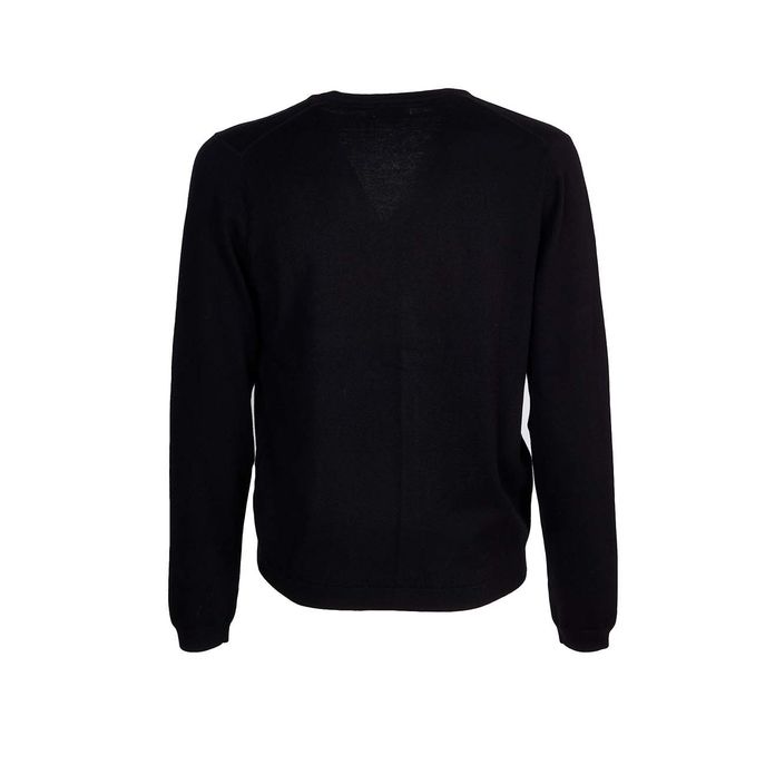 V NECK CARDIGAN IN WOOL AND COTTON Man Black
