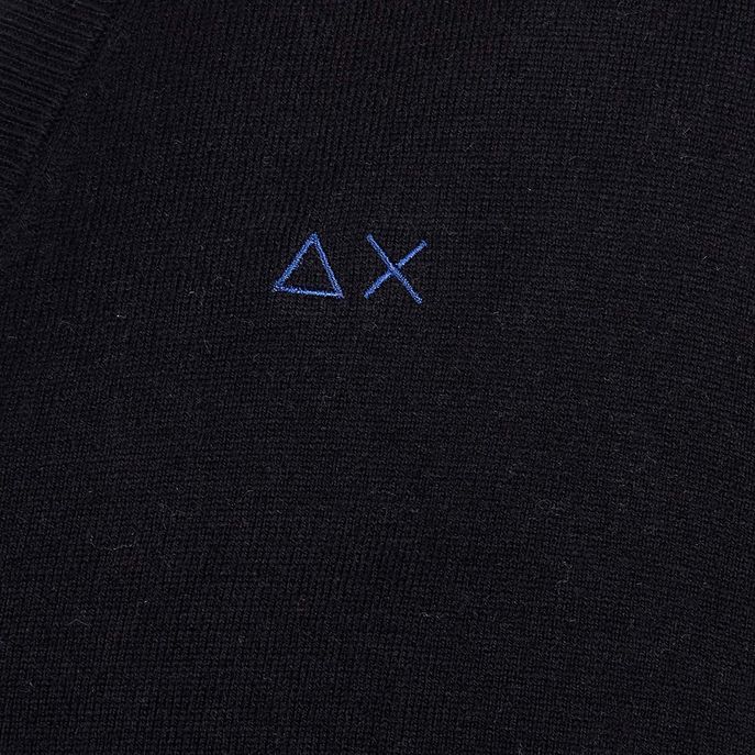 V NECK CARDIGAN IN WOOL AND COTTON Man Black