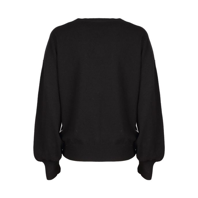 V NECK JUMPER WITH MIRRORS Woman Black
