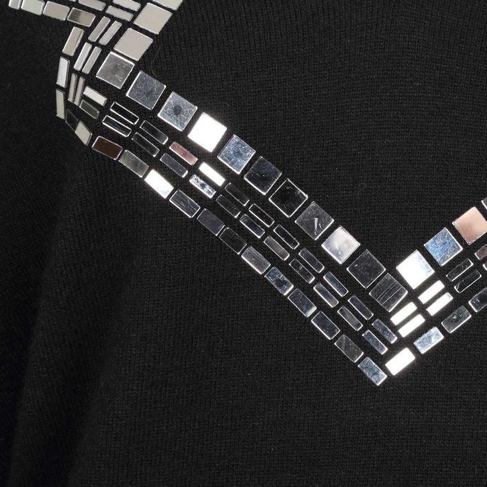 V NECK JUMPER WITH MIRRORS Woman Black