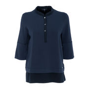 VISCOSE KOREAN POLO SHIRT Woman Navy VISCOSE KOREAN POLO SHIRT Woman Navy