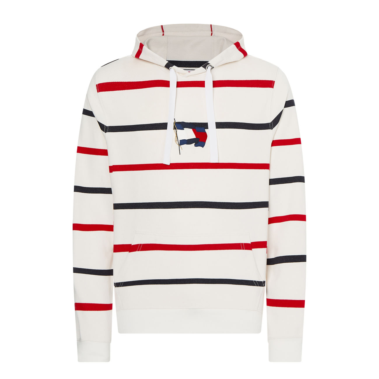 TOMMY HILFIGER WAVY FLAG STRIPE HOODED SWEATSHIRT Man Ecru Desert Sky  Primary Red | Mascheroni Store