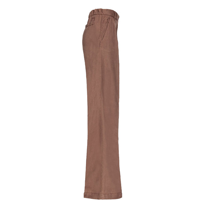 WIDE LEG LYOCELL TROUSER Woman Chestnut Brown