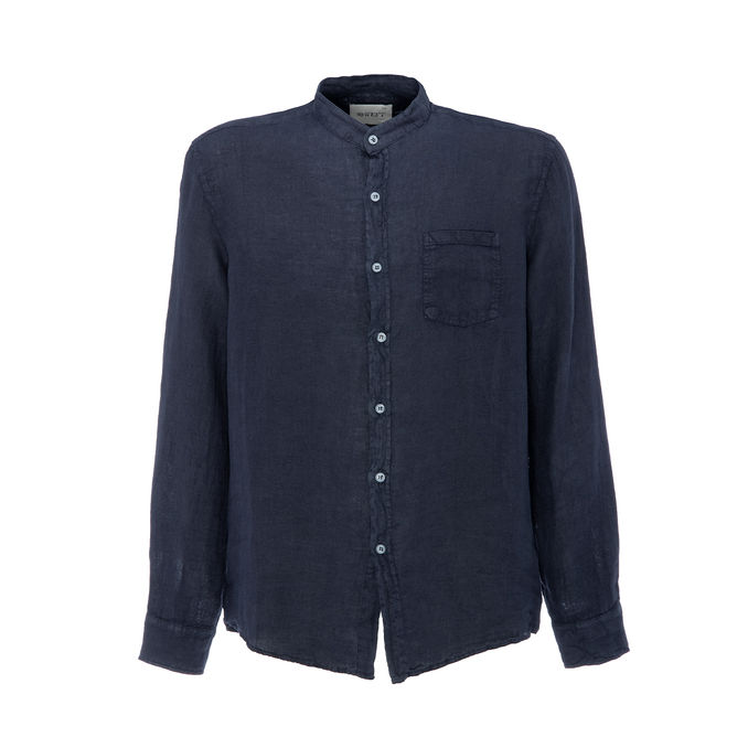 WILBER LINEN KOREAN SHIRT Man Blue
