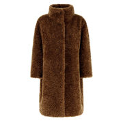 Women COAT IN CURLY FAUX FUR Caramel Women COAT IN CURLY FAUX FUR Caramel