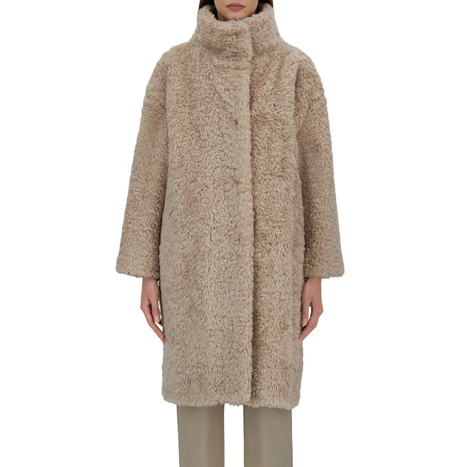 Women COAT IN CURLY FAUX FUR Chantilly