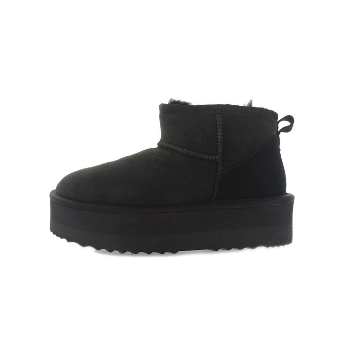 WOMEN'S SHEEPSKIN PLATFORM BOOTS Black