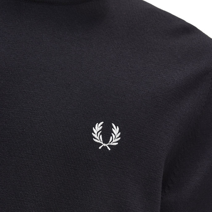 WOOL AND COTTON CLASSIC CREW JUMPER Man Black