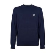 WOOL AND COTTON CLASSIC CREW JUMPER Man Blue WOOL AND COTTON CLASSIC CREW JUMPER Man Blue