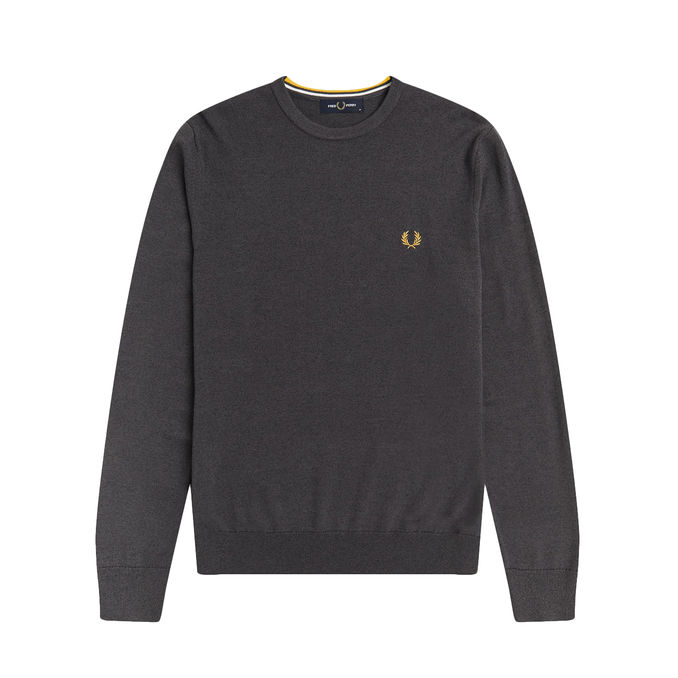 WOOL AND COTTON CLASSIC CREW JUMPER Man Gun Metal