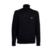 WOOL AND COTTON TURTLENECK WITH LOGO Man Black WOOL AND COTTON TURTLENECK WITH LOGO Man Black