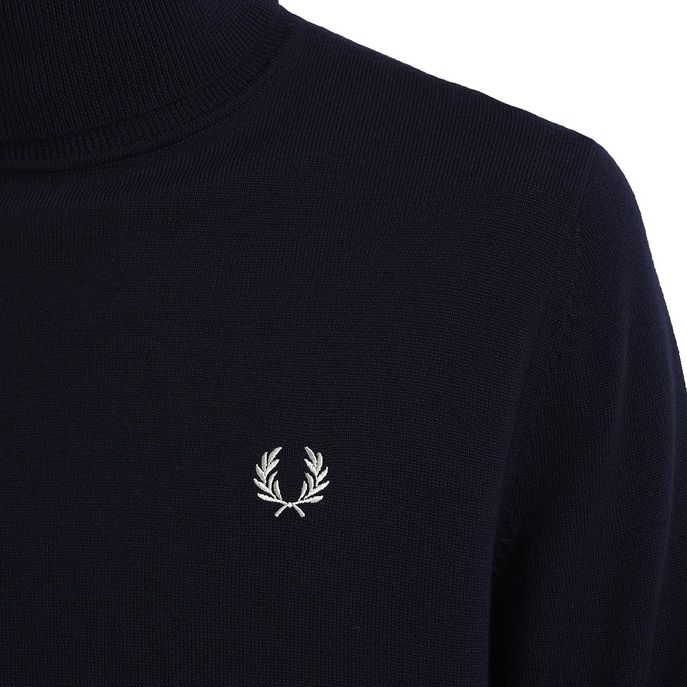 WOOL AND COTTON TURTLENECK WITH LOGO Man Navy