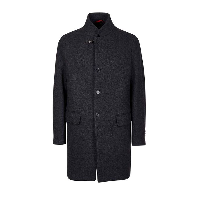 WOOL BLEND COAT WITH HOOKS Man Smoke grey