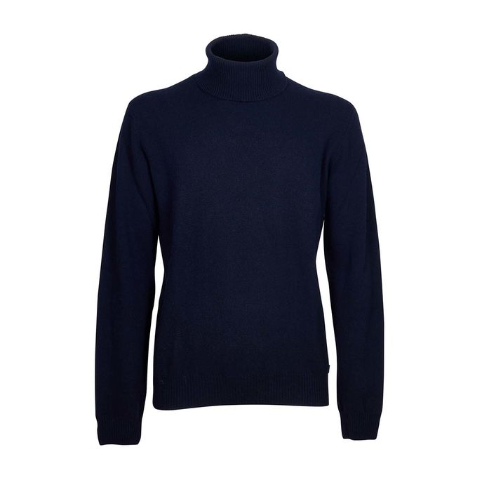 WOOL BLEND TURTLENECK SWEATER Man Night blue