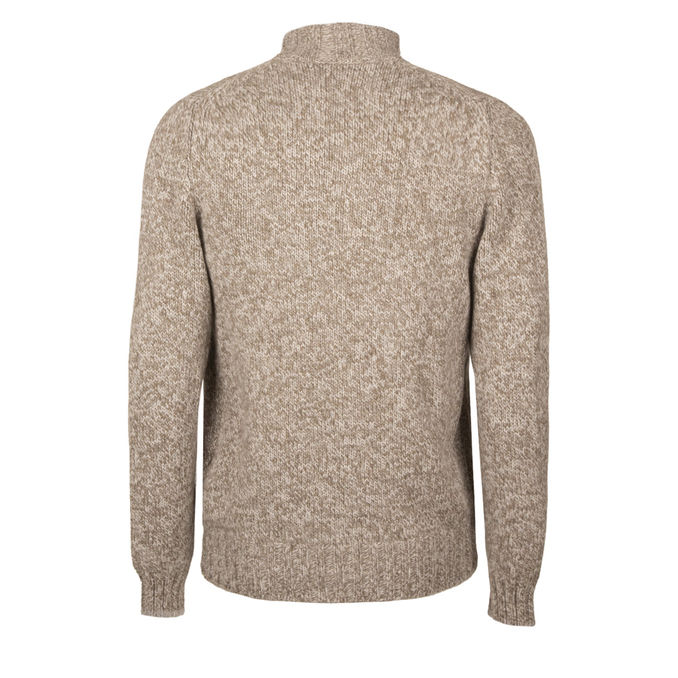 WOOL CARDIGAN Man Taupe Grey Melange