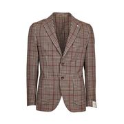 WOOL CHECK JACKET Man Brown Beige Red WOOL CHECK JACKET Man Brown Beige Red