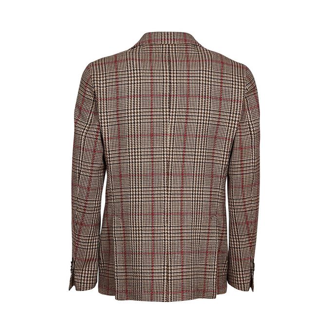 WOOL CHECK JACKET Man Brown Beige Red