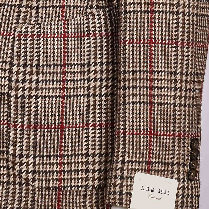 WOOL CHECK JACKET Man Brown Beige Red