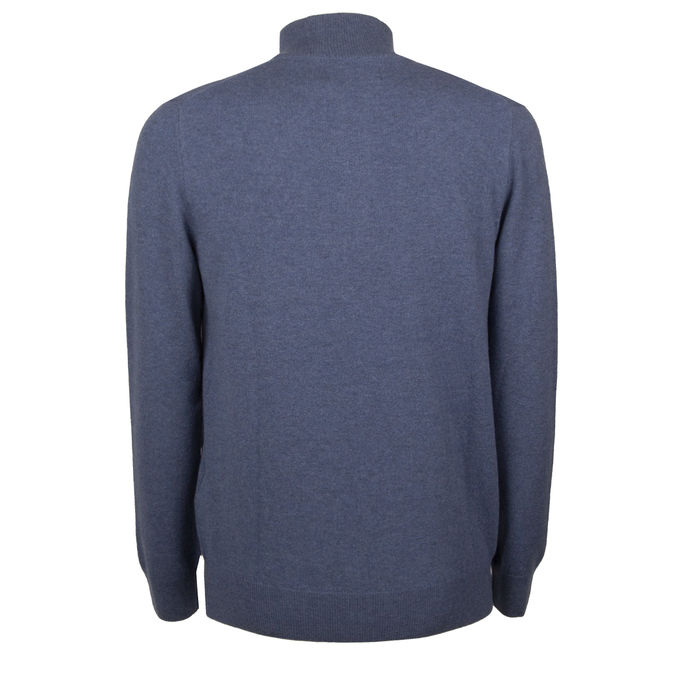 WOOL HALF ZIP PULL Man Twilight Blue