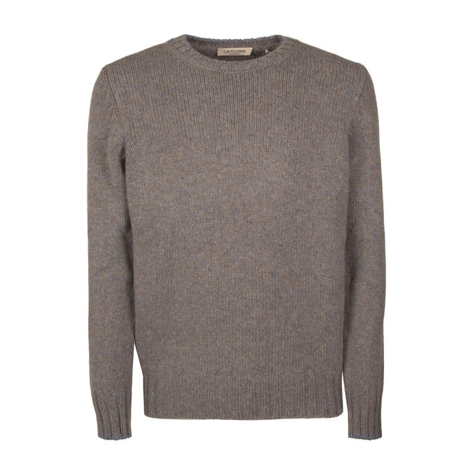 WOOL KNIT Man Green Beige Light Blue Melange