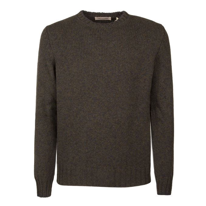 WOOL KNIT Man Green Blue Melange