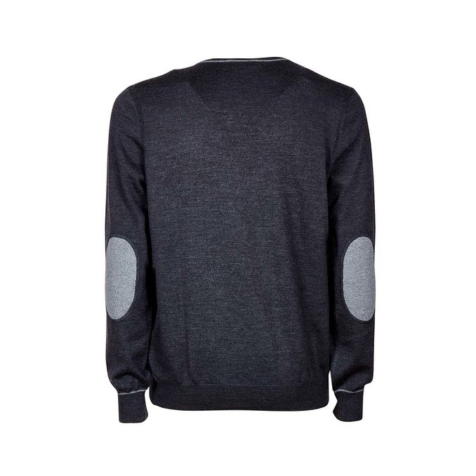 WOOL V NECK SWEATER Man Charcoal