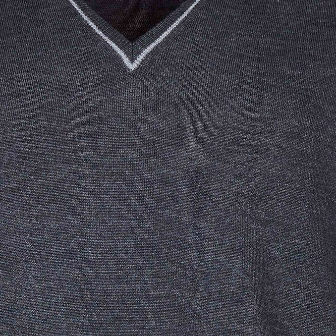 WOOL V NECK SWEATER Man Charcoal