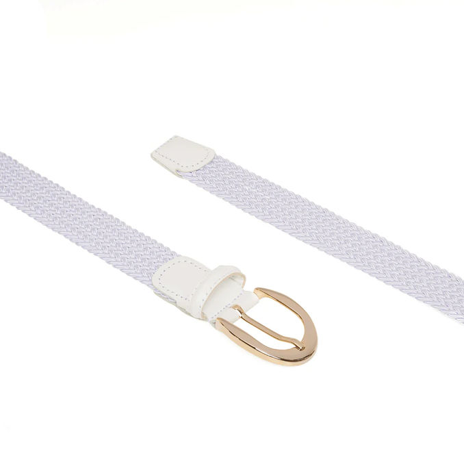 WOVEN RAYON STRETCH BELT Woman White
