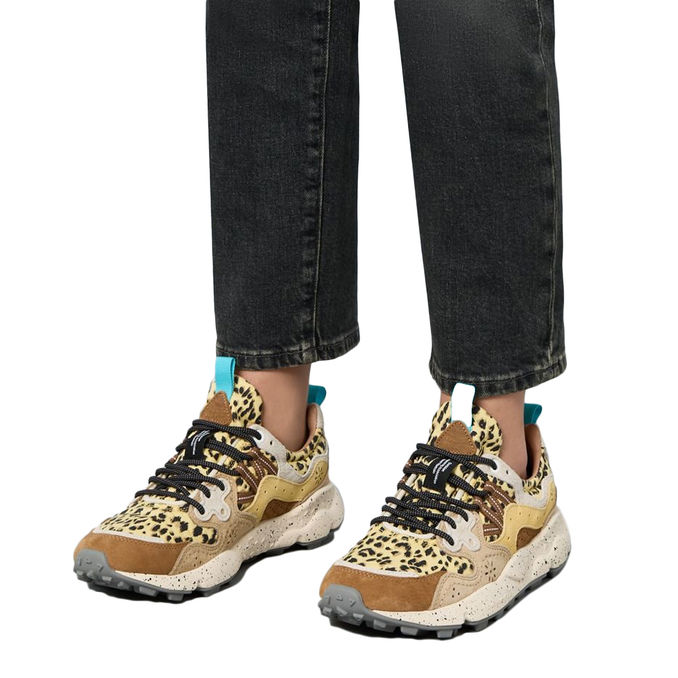 YAMANO 3 LEOPARD PRINT SNEAKERS Unisex Brown Taupe