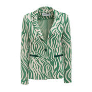 ZEBRA MANDIN SINGLE BREASTED JACKET Woman Green Zebra Lurex ZEBRA MANDIN SINGLE BREASTED JACKET Woman Green Zebra Lurex